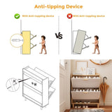 31.5 Inch Nordic Style Shoe Storage Cabinet with 2 Flip Drawers, Freestanding Organizer with Solid W3166P268391