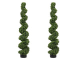 6FT Artificial Spiral Topiary Trees Outdoor Faux Boxwood Plants with Large Twisted Green Potted W2945P379269