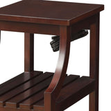 Espresso Side Table with USB Power Dock B062P186478