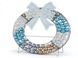 32.5" Pre-Lit Christmas Wreath with 332 LED Lights, Iridescent Bow & 88 Ornament Balls, 65601317