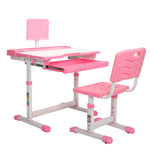 ZUN Height Adjusting Kid's Desk and Chair Set Study Station with Tiltable Table-top, Corner Guard, Book W2181P191359