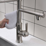 Kitchen Faucet with Pull Down Sprayer Brushed Nickel Stainless Steel Single Handle Kitchen Sink W1932119766