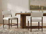 26.4" Solid Wood Counter Height Barstools, Modern Bar Stools Set of 2, Linen Upholstered Kitchen N762P411383A