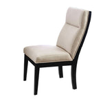 ZUN Set of 2 Padded Fabric Dining Chairs in Black and Beige B016P156454