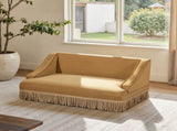 Duchess 33" Medium Princess Pet Bed Sofa with Fringe Skirt, Gold Yellow Performance Velvet B2719P479030