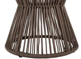 Outdoor Side Table, Dark Grey Rope and Acacia Wood, 25.80" Height, 16.14" Diameter, Elegant Long N770P354691D