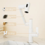 Bathroom White Sink Faucet with Spray Function and Temperature Display for Anti-Skid Switch and Hot W1217P214946