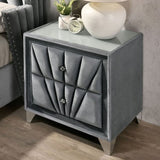 Gorgeous Gray Fabric Fully Upholstered Nightstand 1pc Bedroom Furniture Chrome Legs Bedside Table B2741P320906