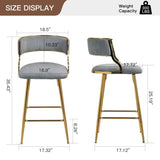 ZUN SET OF 2,26'' Counter height bar stools Corduroy kitchen island counter bar stool with back,golden W2215P195292