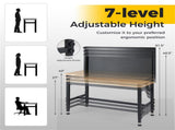 48" Heavy-Duty Workbench 2000LBS Capacity 7-Level Height Adjustable with Built-in Power Strip 02305328