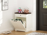 10 Gallon Tilt Out Trash Cabinet Freestanding Trash Bin Cabinet Wood Garbage Recycling Cabinet with 64350524