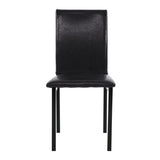 ZUN Set of 4 Metal Frame Chairs Brown Faux Leather Seat Black Metal Finish Dining Side Chairs B01146334