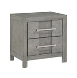 Modern Style 2-Drawer Night stand with Silver Coated metal Handles made with wood in Gray Color B009139191