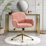 ZUN Furniture Office Chair,Artificial rabbit hair Home Office Chair with Golden Metal Base,Adjustable 58136779