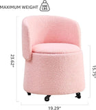 Storage Ottoman Foot Rest Round Footstool Teddy Velvet Footrest with Wheels Vanity Stool Pink 91452868