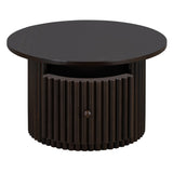 Round Coffee Table for Living Room in Dark Brown, Farmhouse Coffee Table a Drawer, Center Table N735P242922D