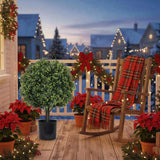 2PCS Set 22in Artificial Trees Natural Topiary Boxwood Ball Artificial Plants Evergreen Potted 75813019