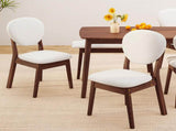 1 Table 2 Chairs 1 Bench Dining Set, Rubber Wood Frame with Beige Upholstered Seats, Deep Walnut 24362800