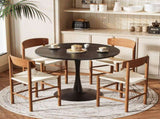 Round Tulip Dining Table, 39.4 Inch Dining Table for 4 People, Melamine Laminated MDF Tabletop with 80710227