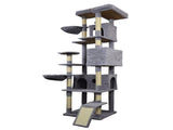 84.6 in Dark Gray Cat Tree Tower with Wide Base, 3 Large Hinding Condo, 11 Scratching Post, 95513486