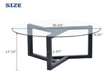 ON-TREND Round Glass Coffee Table Modern Cocktail Table Easy Assembly with Tempered Glass Top & WF293702AAB