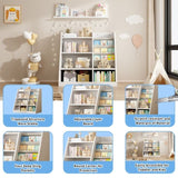 ZUN White Wooden Toy Storage Organizer Cabinet Kids Bookshelf Children Bookcase Toddler Baby Sling Book W2876P233536