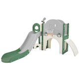 ZUN Kids Slide Playset Structure 7 in 1, Freestanding Spaceship Set with Slide, Arch Tunnel, Ring Toss PP319756AAF