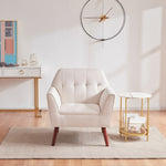 ZUN Accent Chairs for Bedroom, Midcentury Modern Accent Arm Chair for Living Room, Linen Fabric Comfy T2694P194178