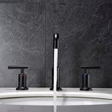 Matt Black Widespread Bathroom Sink Faucet with With CUPC Water Supply Hose and Cartridge DSDC729MB