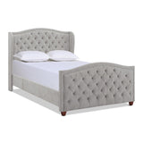 Marcella Upholstered Shelter Headboard Bed Set, Queen, Silver Grey Polyester B2719P238216