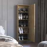 FM FURNITURE Queen Creek Shoe Rack with Mirror and One Door, Natural Oak B128P293869