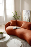 ZUN 93.6'' Mid Century Modern Curved Sofa, Boucle Fabric Couch for Bedroom, Office, Apartment, Orange W876P194997