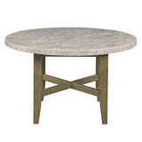 ZUN ACME Karsen DINING TABLE W/MARBLE TOP Marble Top & Rustic Oak Finish DN01449