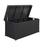 ZUN Simple And Practical Outdoor Ratton Deck Box Storage Box Black Four-Wire 73313888