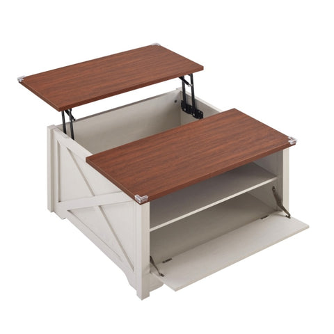 ZUN Lift Top Coffee Table, Ergonomic Rising Table with Hidden Compartment, Dining Table with Storage 58519229