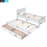 Twin Size Platform Bed with Trundle and Drawers, White WF298815AAK
