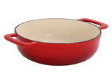 Cast iron 7.5QT cooking pot - Gradient red color - Includes two silicone gloves - Enamel pot 48995133