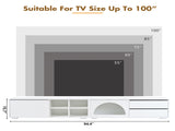 ON-TREND Modern TV Stand with Fluted Glass Door for TVs Up to 100", Media Console with Sliding Door N721P198932K