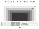 ON-TREND Modern TV Stand with Fluted Glass Door for TVs Up to 100", Media Console with Sliding Door N721P198932K