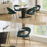 061-Set of 1 Velvet Fabric Chairs With Curved Backrest and Golden Metal Legs for Kitchen or W527P255476