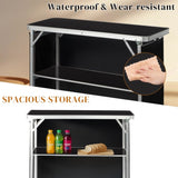 Portable Folding Bar Table with Shelf, Tradeshow Podium Table with Black Skirt and Carrying Bag, for 50301347