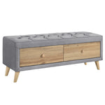 ZUN Upholstered Wooden Storage Bench with 2 Drawers For Bedroom,Fully Assembled Except Legs and 11772182