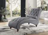 Modern Stylish Gray Color 1pc Chaise Button-Tufted Nailhead Trim w Bolster Pillow Comfortable Living B01165809