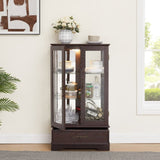 Glass Cabinet Lighted Glass Cabinet Curio Display Cabinet with Adjustable Glass Shelves 2 Doors and W2275P178888