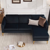 ZUN 84" W Sectional Couches for Living Room, Velvet L Shaped Couch with Chaise and Metal Legs, 3 Seater T2694P281423