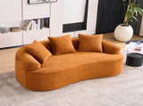 LY-025S Curved Loveseat Orange Full Compression Sponge Sofa, 30D Chenille No-Assembly Compact Sofa W2231P261292