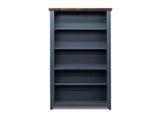 72 inch high 5-shelf Bookcase, No Assembly Required, Blue Denim and Whiskey Finish B108P160180
