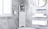 ZUN Tall Bathroom Corner Cabinet, Freestanding Storage Cabinet with Doors and Adjustable Shelves, MDF 55457419