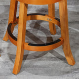 ZUN 30" Bar Stool, Natural Finish, Saddle Leather Seat B04660651