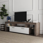 ZUN 20 minutes quick assembly brown simple modern TV stand with the toughened glass shelf cabinet 04458342